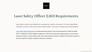 Laser Safety Officer Requirements: Qualifications & Responsibilities