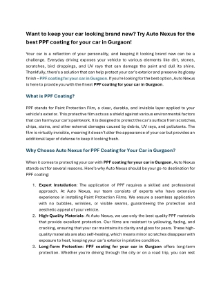 PPF coating for cars in gurgaon