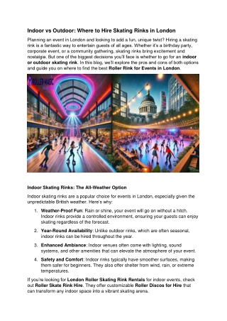 Indoor vs Outdoor: Where to Hire Skating Rinks in London