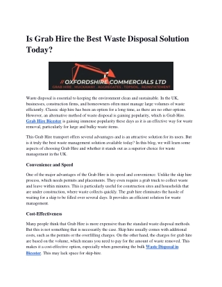 Is Grab Hire the Best Waste Disposal Solution Today