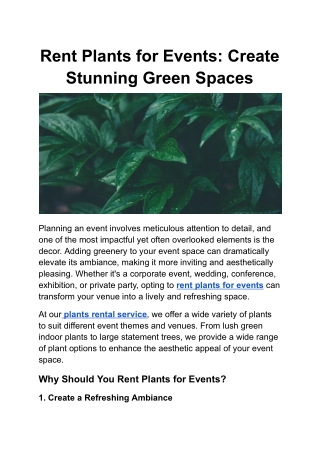 Rent Plants for Events