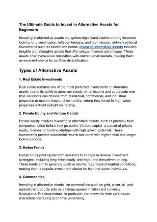 The Ultimate Guide to Invest in Alternative Assets for Beginners