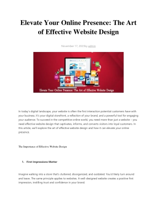 Elevate Your Online Presence The Art of Effective Website