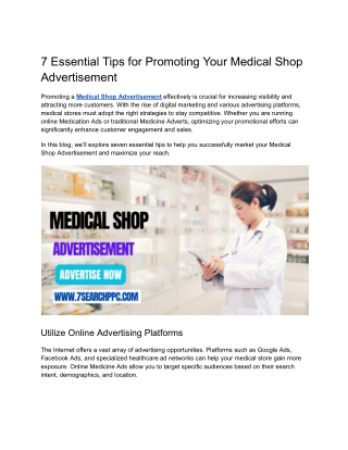 7 Essential Tips for Promoting Your Medical Shop Advertisement