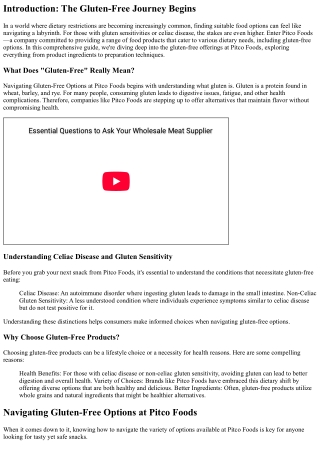 Navigating Gluten-Free Options at Pitco Foods