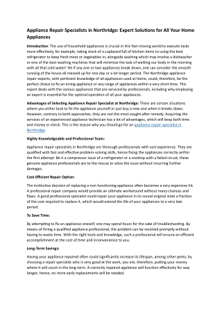 Trusted Appliance Repair Specialists in Northridge