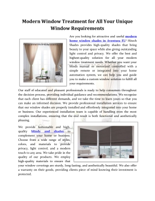 Modern Window Treatment for All Your Unique Window Requirements