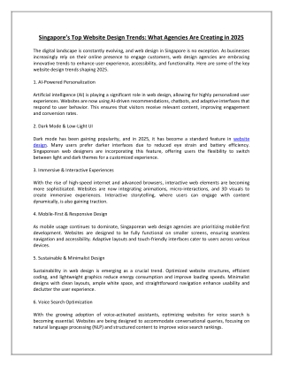 Singapore’s Top Website Design Trends: What Agencies Are Creating in 2025