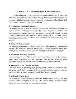 The Role of AI in Transforming Digital Marketing Strategies