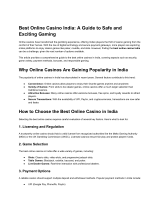 Best Online Casino India_ A Guide to Safe and Exciting Gaming