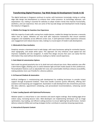 Transforming Digital Presence: Top Web Design & Development Trends in SG