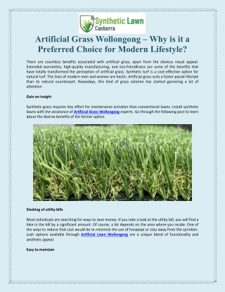 Artificial Grass Wollongong – Why is it a Preferred Choice for Modern Lifestyle