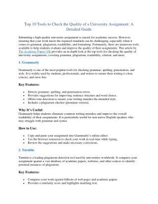 Top 10 Tools to Check the Quality of a University Assignment - A Detailed Guide