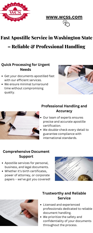 Fast Apostille Service in Washington State – Reliable & Professional Handling