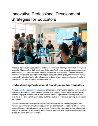 Innovative Professional Development Strategies for Educators