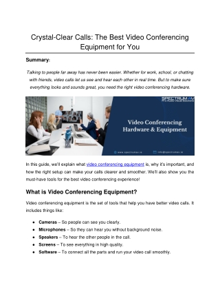 Crystal-Clear Calls- The Best Video Conferencing Equipment for You