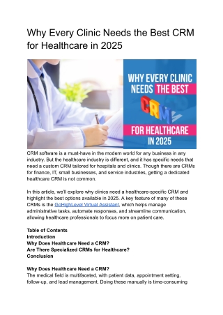 Why Every Clinic Needs the Best CRM for Healthcare in 2025