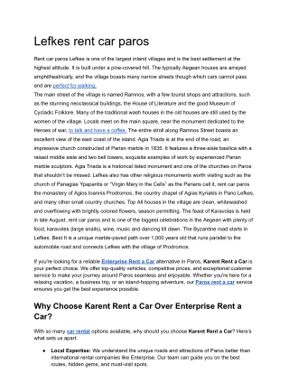 Lefkes rent car paros