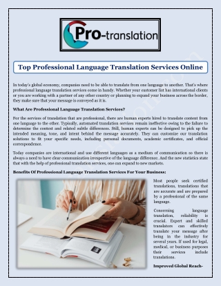 Top Professional Language Translation Services Online