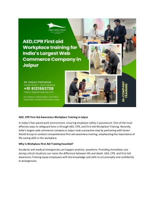 First Aid Awareness Workplace Training in Jaipur