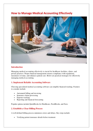 How to Manage Medical Accounting Effectively