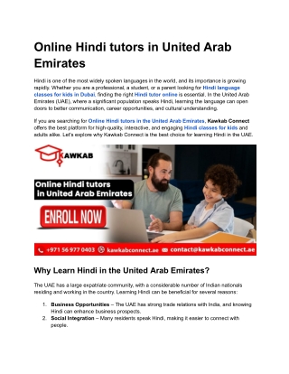 Online Hindi tutors in United Arab Emirates
