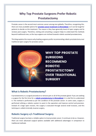 Why Top Prostate Surgeons Prefer Robotic Prostatectomy