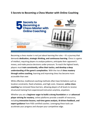 5 Secrets to Becoming a Chess Master with Online Coaching