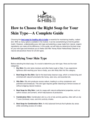 How to Choose the Right Soap for Your Skin Type – A Complete Guide