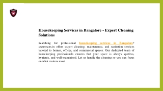 Housekeeping Services in Bangalore  Expert Cleaning Solutions