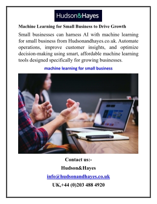 Machine Learning for Small Business to Drive Growth