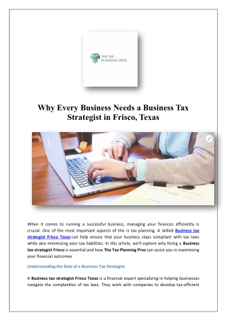 Business Tax Planning Services Frisco | The Tax Planning Pros