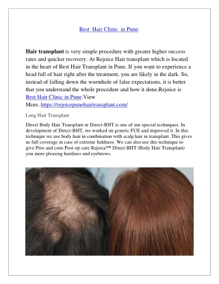 Best  Hair Clinic  in Pune.