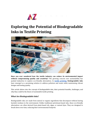 Exploring the Potential of Biodegradable Inks in Textile Printing