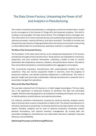 The Data-Driven Factory Unleashing the Power of IoT and Analytics in Manufacturing