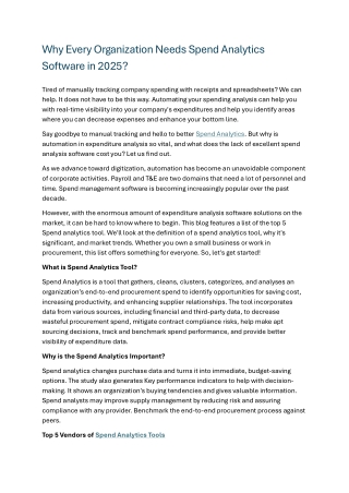 Why Every Organization Needs Spend Analytics Software in 2025?