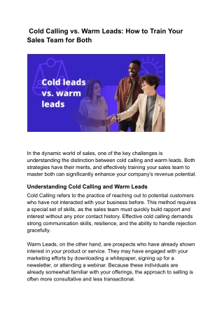 _Cold Calling vs. Warm Leads_ How to Train Your Sales Team for Both
