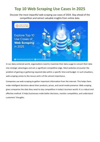 Top 10 Web Scraping Use Cases in 2025