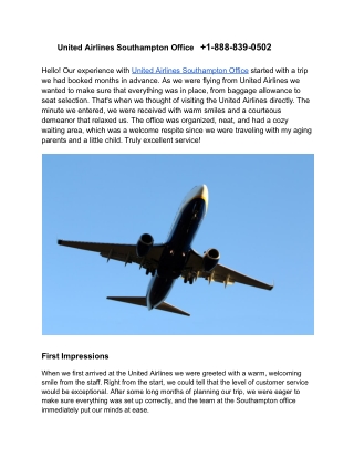 United Airlines Southampton Office    1-888-839-0502