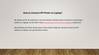 Connect HP Printer to Laptop