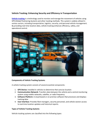 Vehicle Tracking Enhancing Security and Efficiency in Transportation