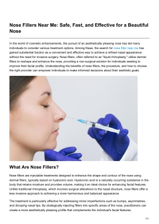 Nose Fillers Near Me Safe, Fast, and Effective for a Beautiful Nose