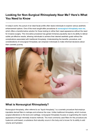 Looking for Non-Surgical Rhinoplasty Near Me Here’s What You Need to Know