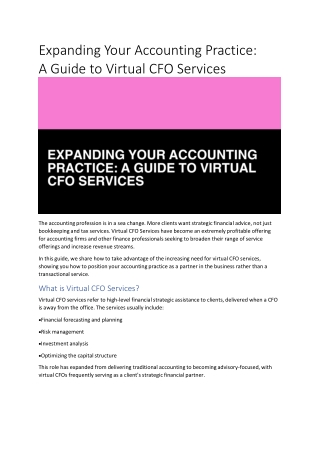 Expanding Your Accounting Practice: A Guide to Virtual CFO Services