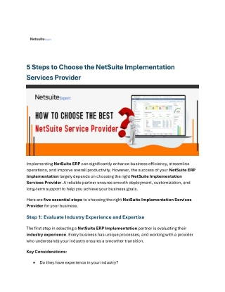 5 Steps to Choose the NetSuite Implementation Services Provider