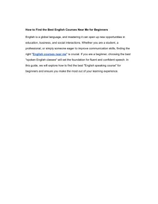 How to Find the Best English Courses Near Me for Beginners