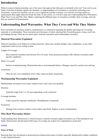 Understanding Roof Warranties: What They Cover and Why They Matter