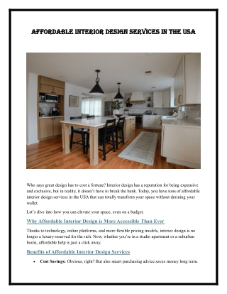 Affordable Interior Design Services in the USA