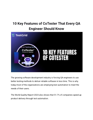 10 Key Features of CoTester That Every QA Engineer Should Know