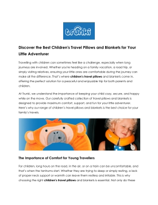 Cozy Children’s Travel Pillows and Blankets for Every Journey